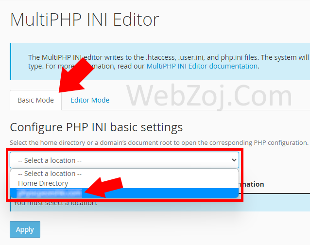 قسمت MultiPHP INI Editor سی پنل
